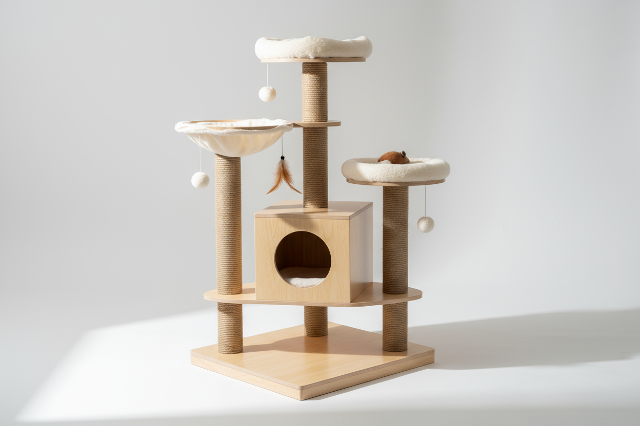 cat tower and sleeping places