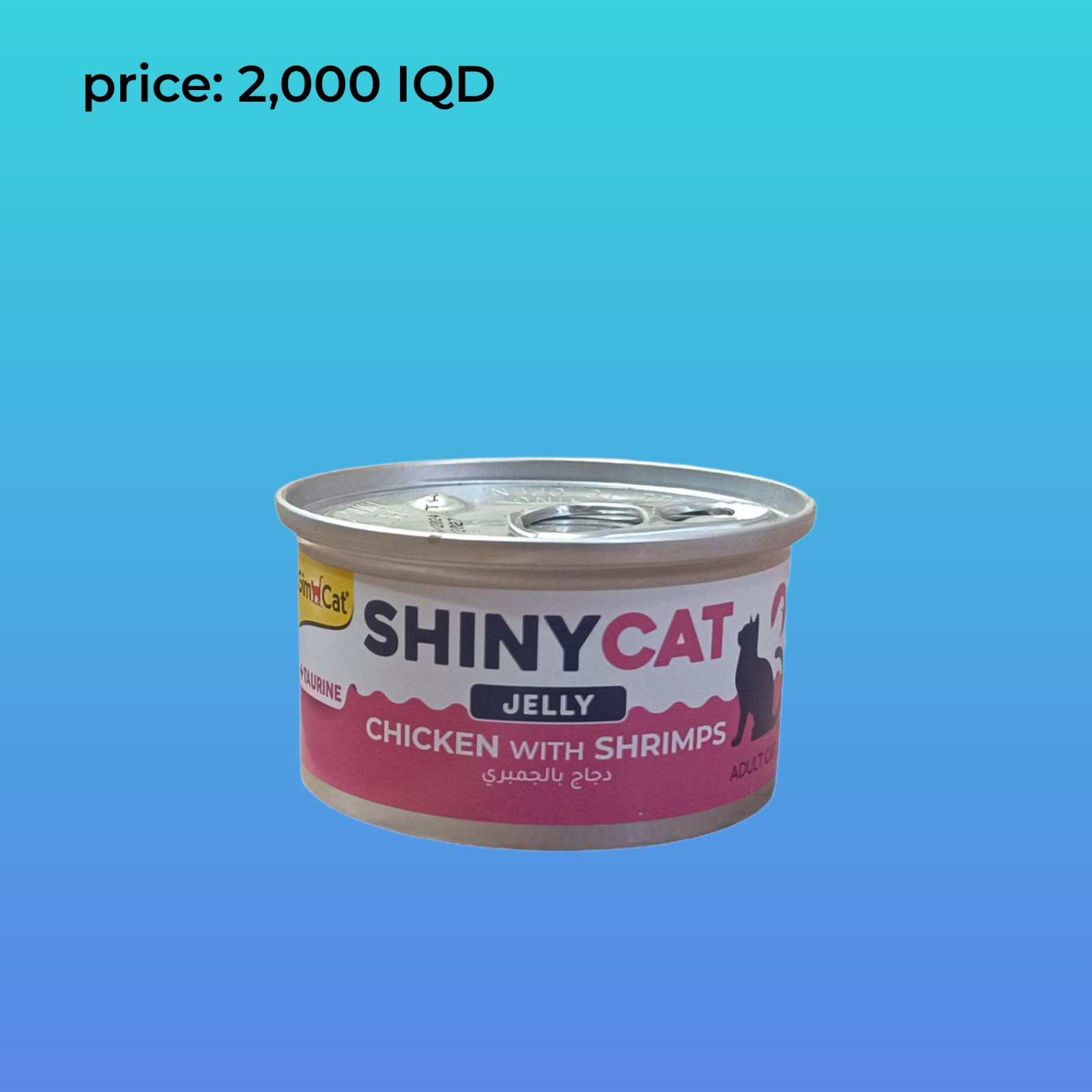 دجاجة قطة لامعة بالغة مع الروبيان